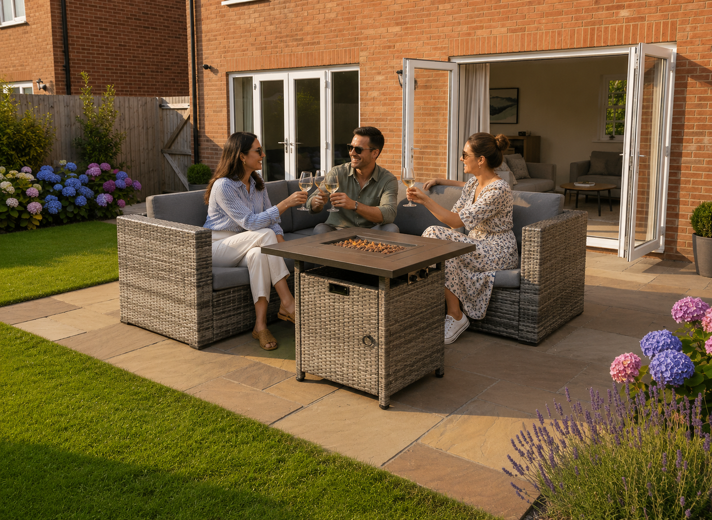 Ascot Fire Pit Garden Set – Grey