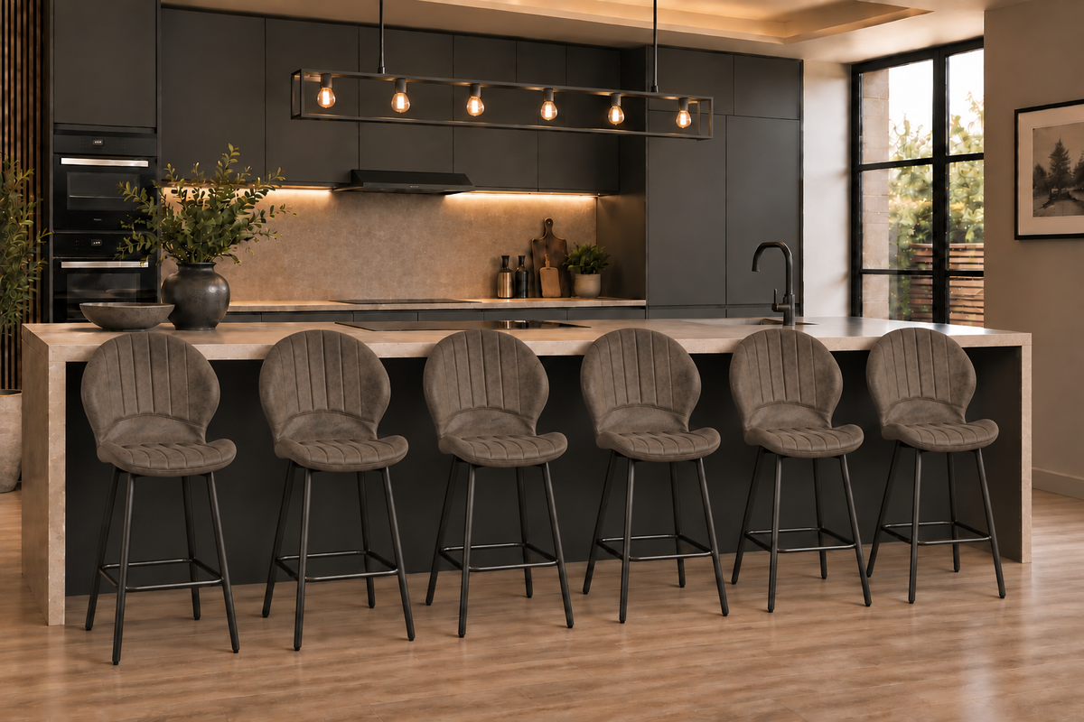 Jaydn Distressed Leather Comfort Bar Stools