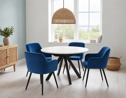 Harley Extendable Dining Table  with 4 Charlotte Velvet Chairs