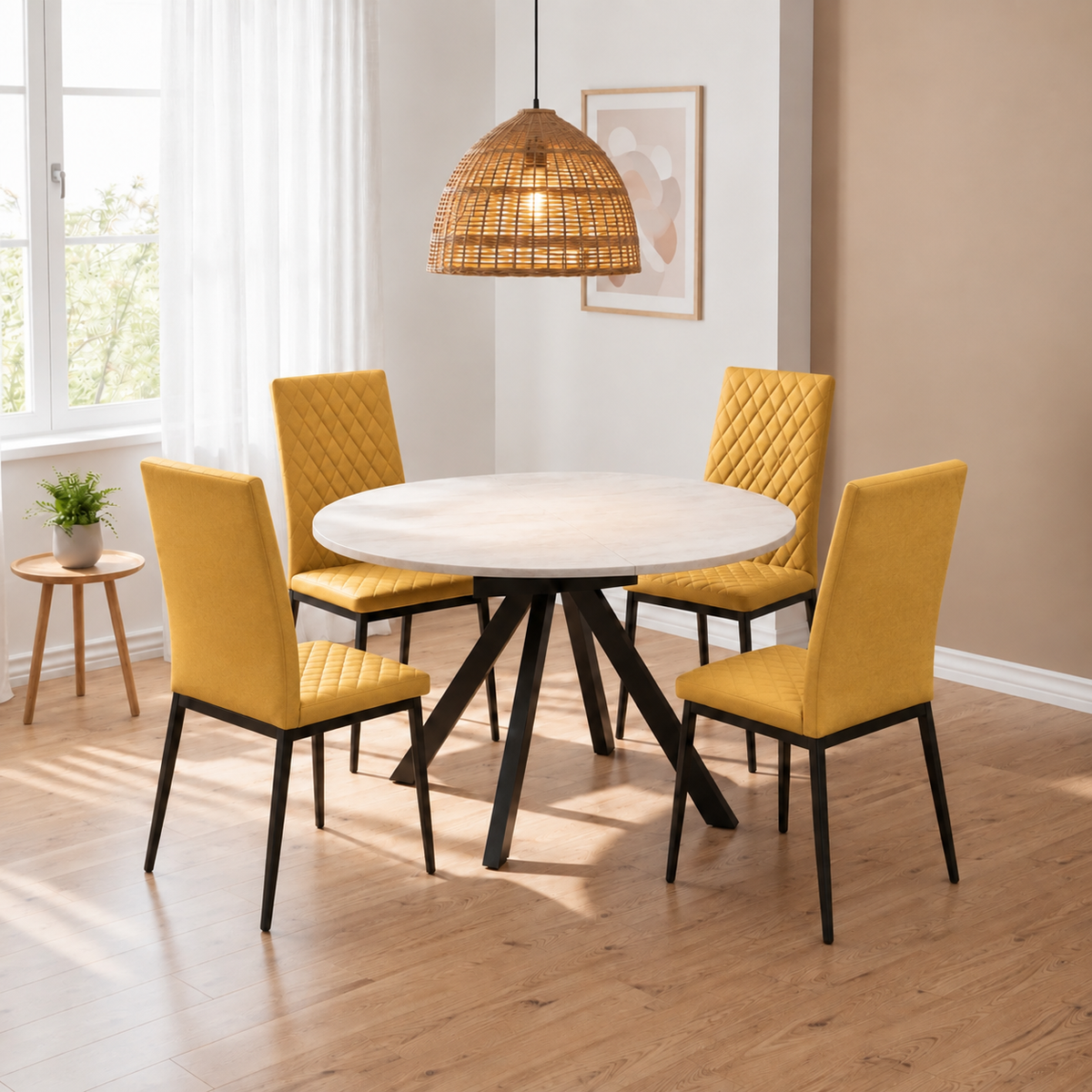 Harley Extendable Dining Table with 4 Emily Chairs