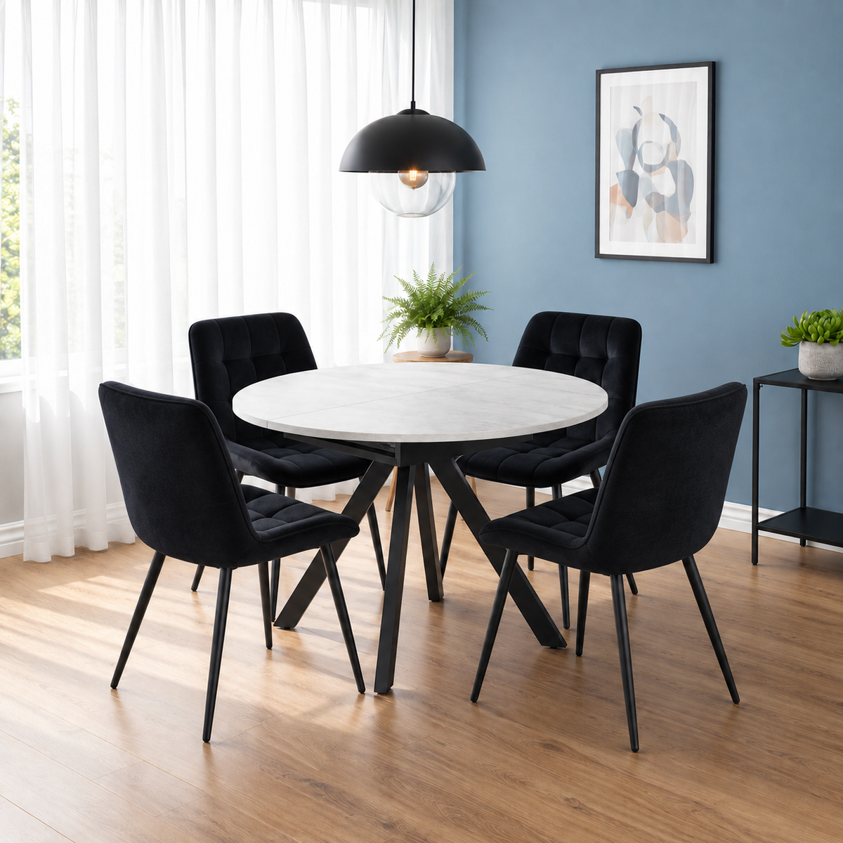 Harley Extendable Dining Table with 4 Erica Chairs