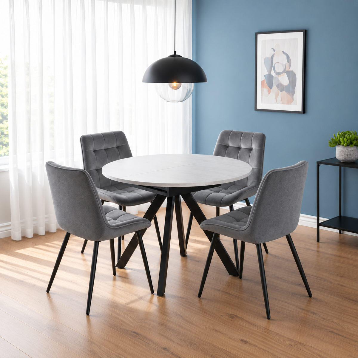 Harley Extendable Dining Table with 4 Erica Chairs