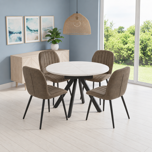 Harley Extendable Dining Table with 4 Jaydn Chairs