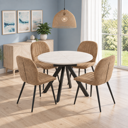 Harley Extendable Dining Table with 4 Jaydn Chairs
