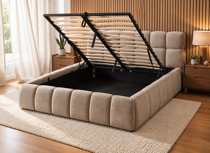The Maya Upholstered Soft Plush Ottoman Bed Frame