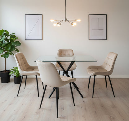 Miami Dining Table with 4 Erica Velvet Chairs