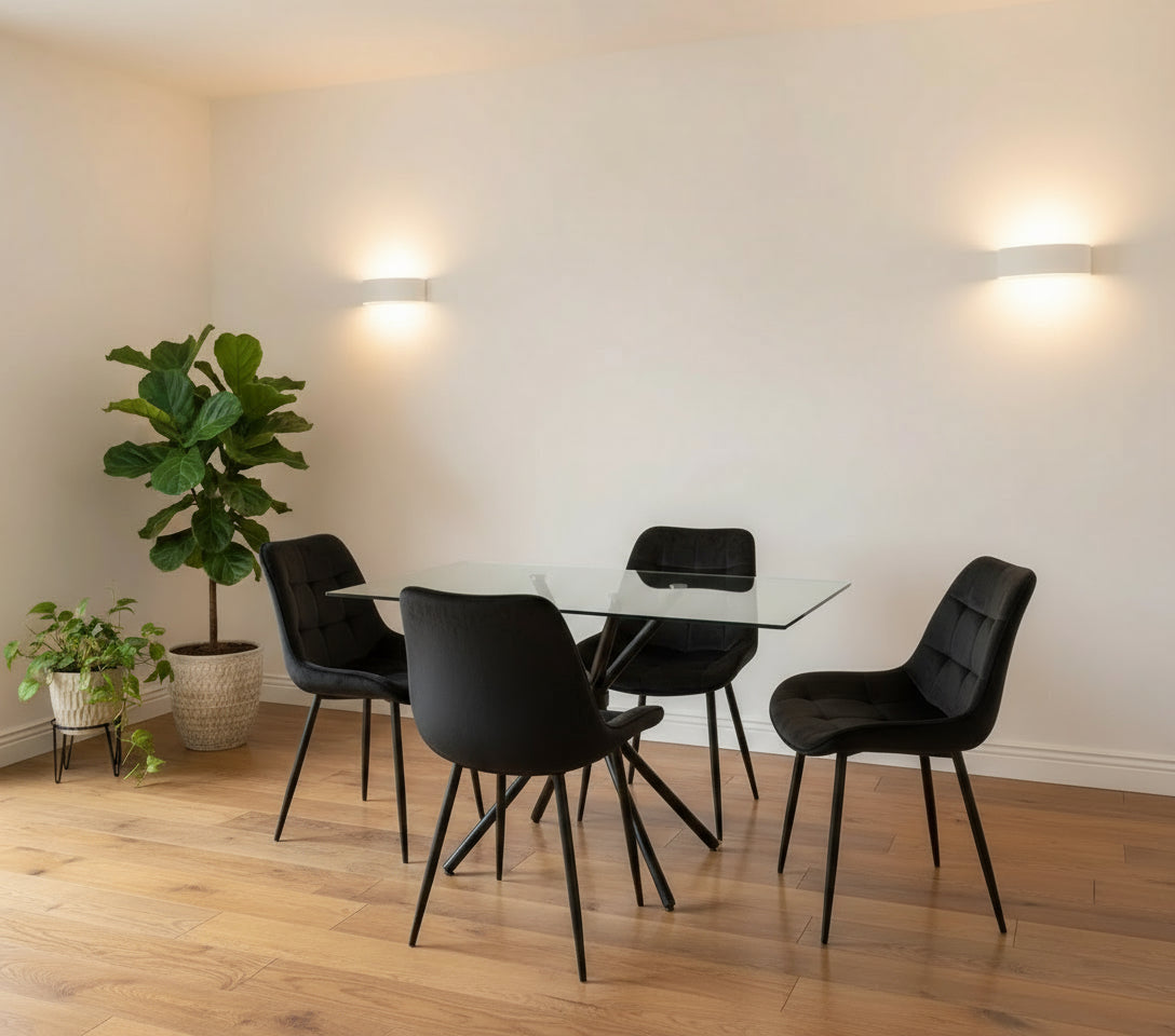 Miami Dining Table with 4 Erica Velvet Chairs