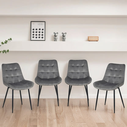 Erica Plush Velvet Comfort Dining Chairs - Set of 4