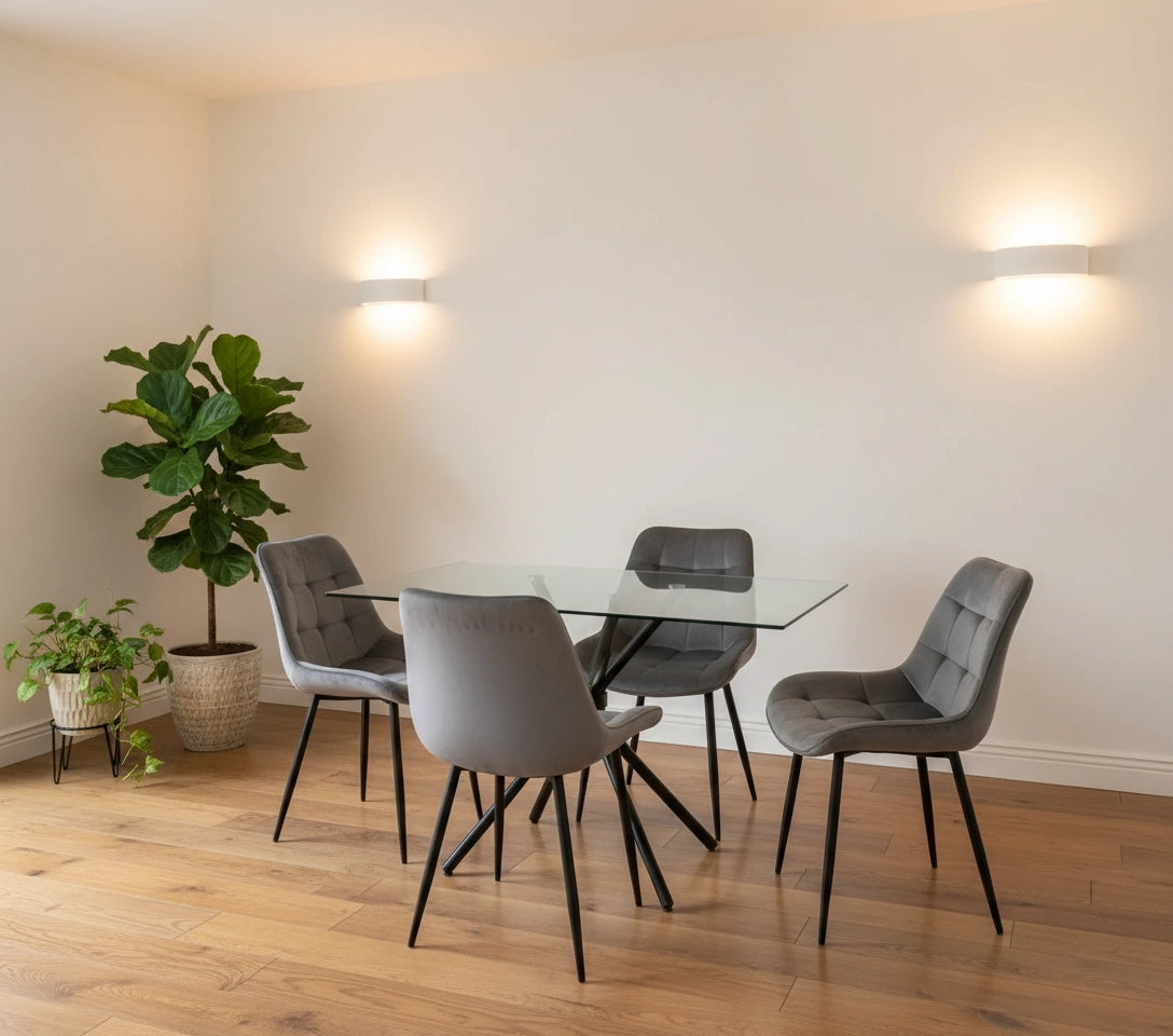 Miami Dining Table with 4 Erica Velvet Chairs