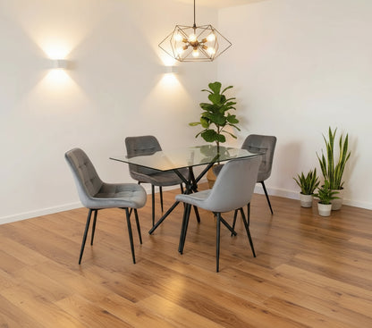 Miami Dining Table with 4 Erica Velvet Chairs