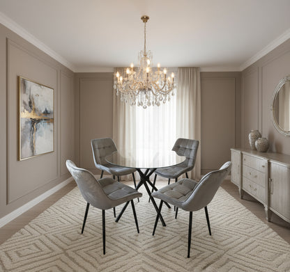 New York Dining Table with 4 Erica Velvet Chairs