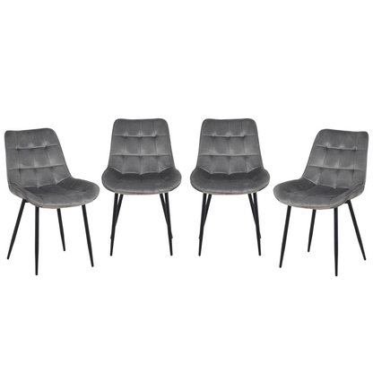 Erica Plush Velvet Comfort Dining Chairs - Set of 4