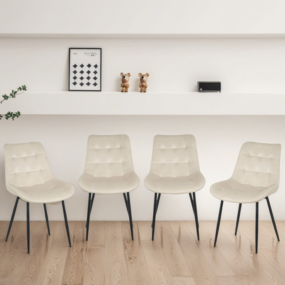 Erica Plush Velvet Comfort Dining Chairs - Set of 4