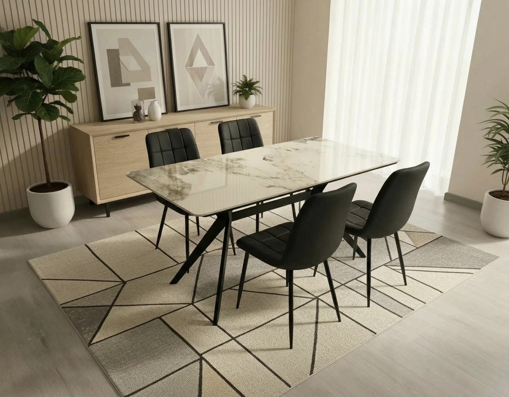 San Diego Marble Top Dining Table with Erica Velvet Chairs - Madefor.Living