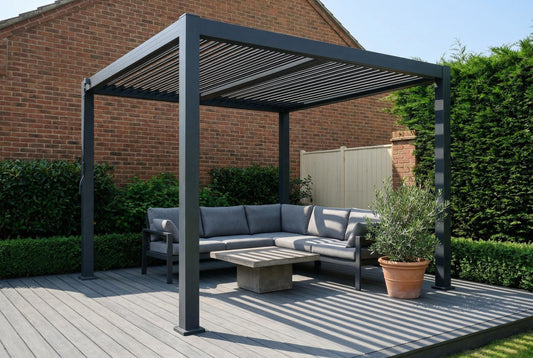 3m x 3m Aluminium Pergola with Manual Louvre Roofing - Madefor.Living