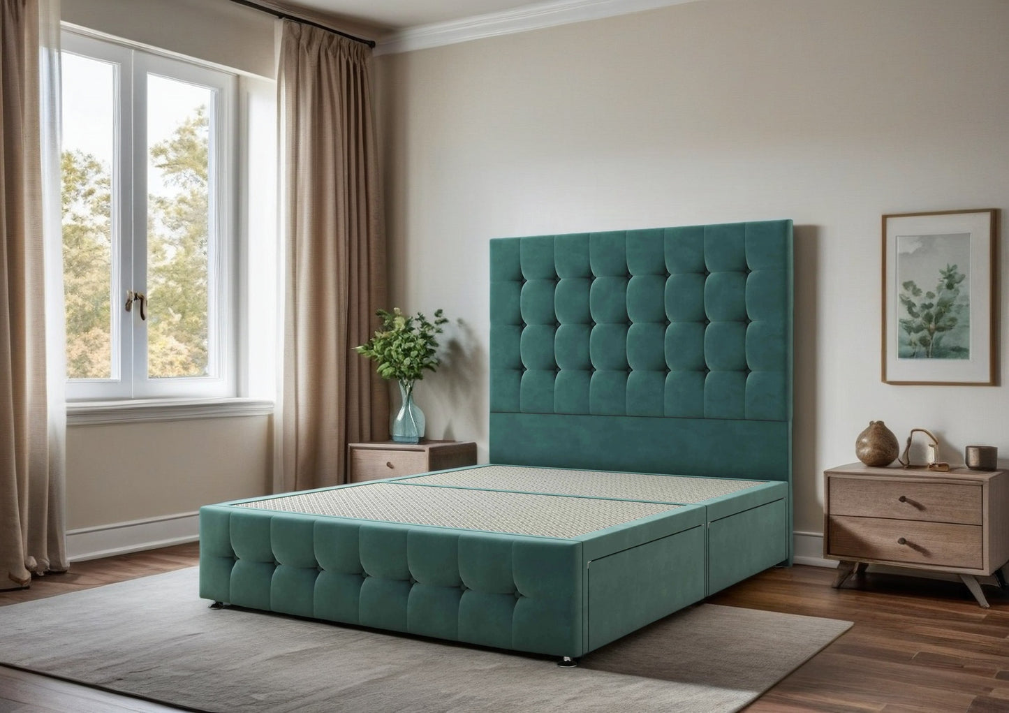 Trier Divan Bed Set with 2 Drawers, headboard and footboard - Choice of Mattress