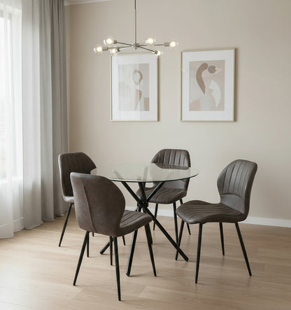 New York Dining Table with 4 Jaydn Leather Chairs