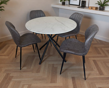 Seattle Dining Table with 4 Jaydn Leather Chairs