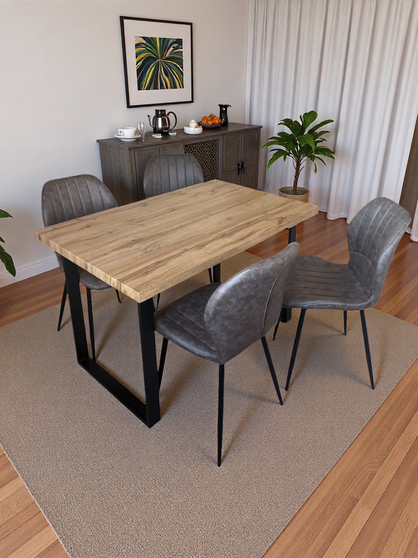 Colorado Dining Table with 4 Jaydn Leather Chairs