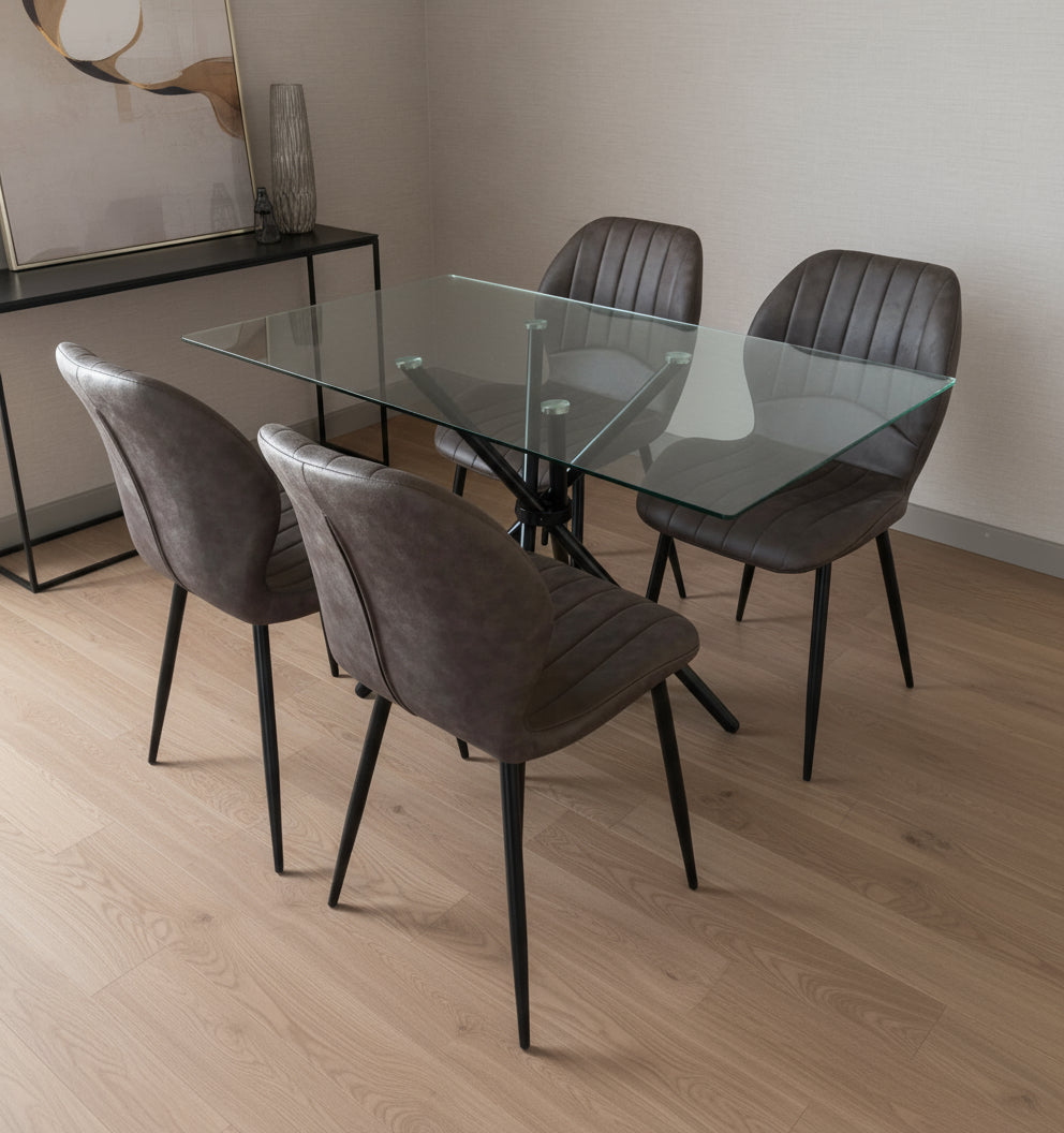 Miami Dining Table with 4 Jaydn Leather Chairs