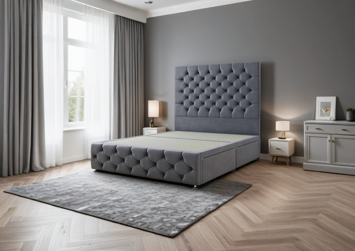 Jeeves Divan Bed Set with 2 Drawer, headboard and footboard - Choice of Mattress