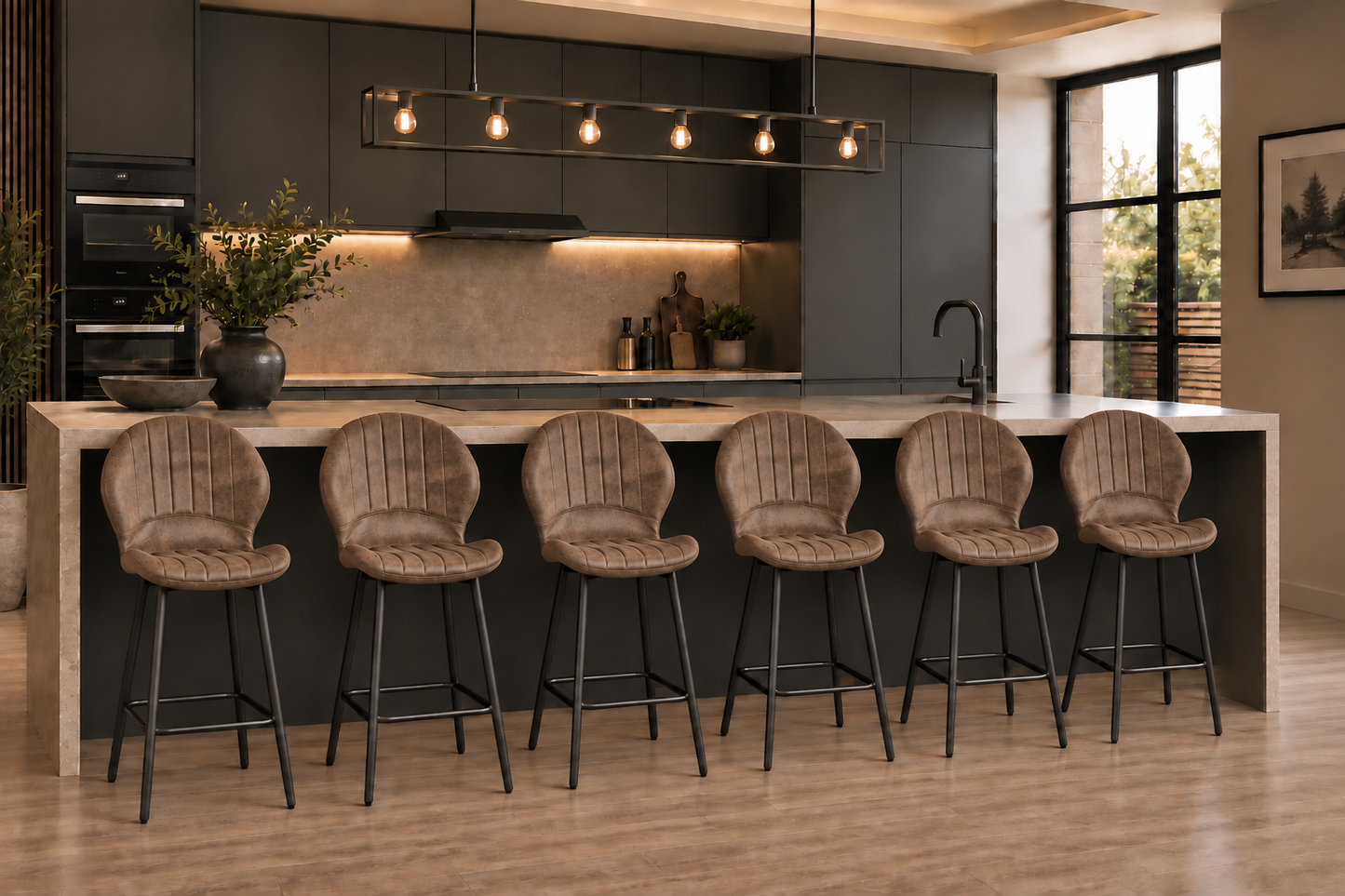 Jaydn Distressed Leather Comfort Bar Stools