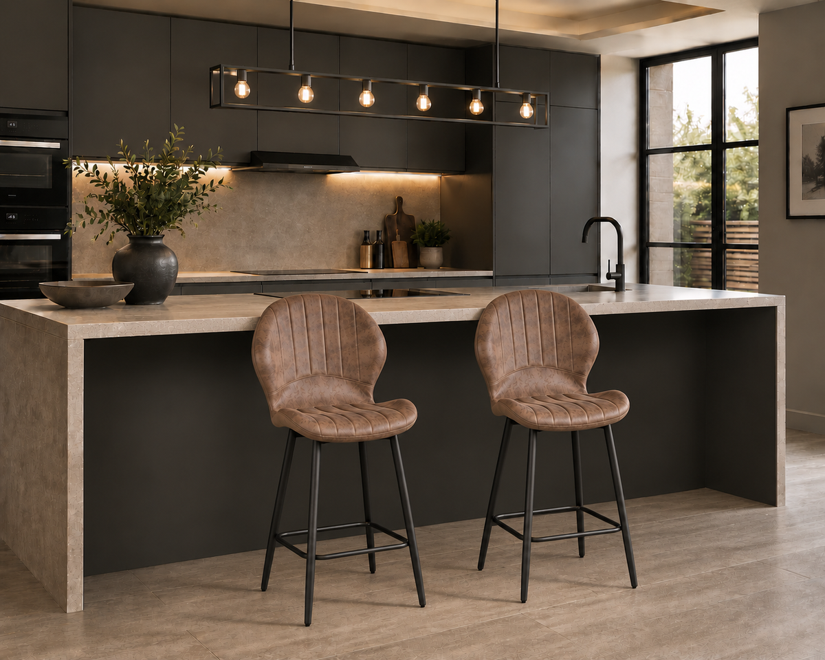 Jaydn Distressed Leather Comfort Bar Stools