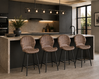 Jaydn Distressed Leather Comfort Bar Stools