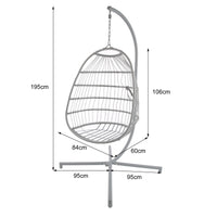 Thumbnail for Azura Hanging Egg Chair - Swing Pod Egg Chair - Large with deep Grey Cushions