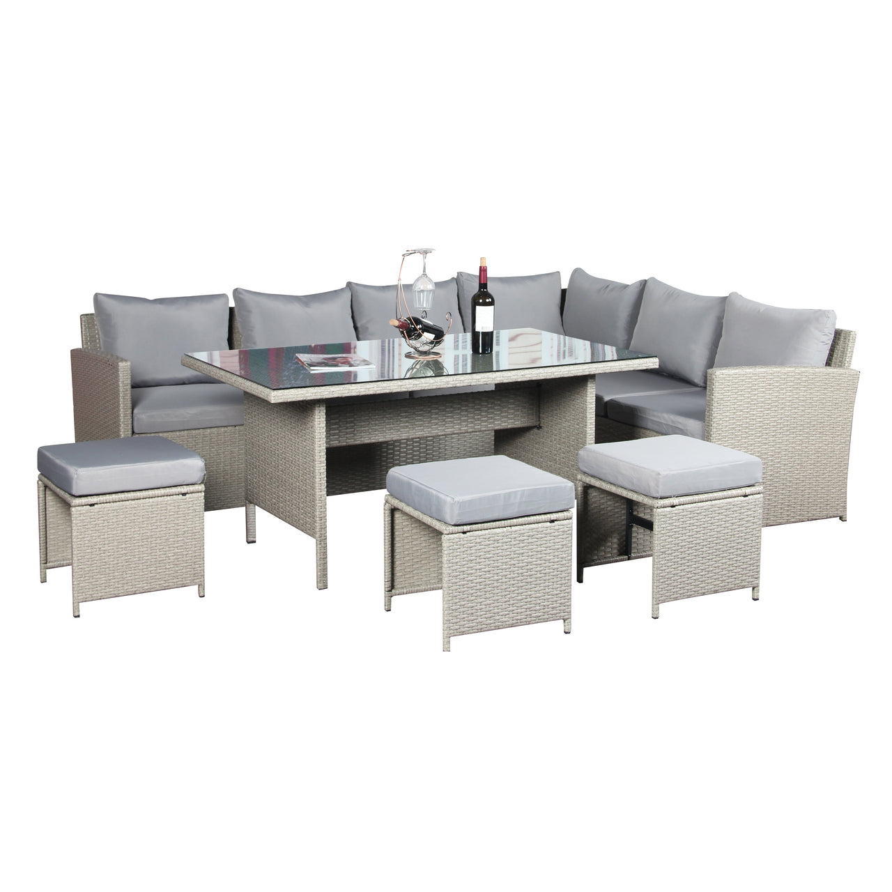 The Knutsford 9 Seat Corner Rattan Dining Set