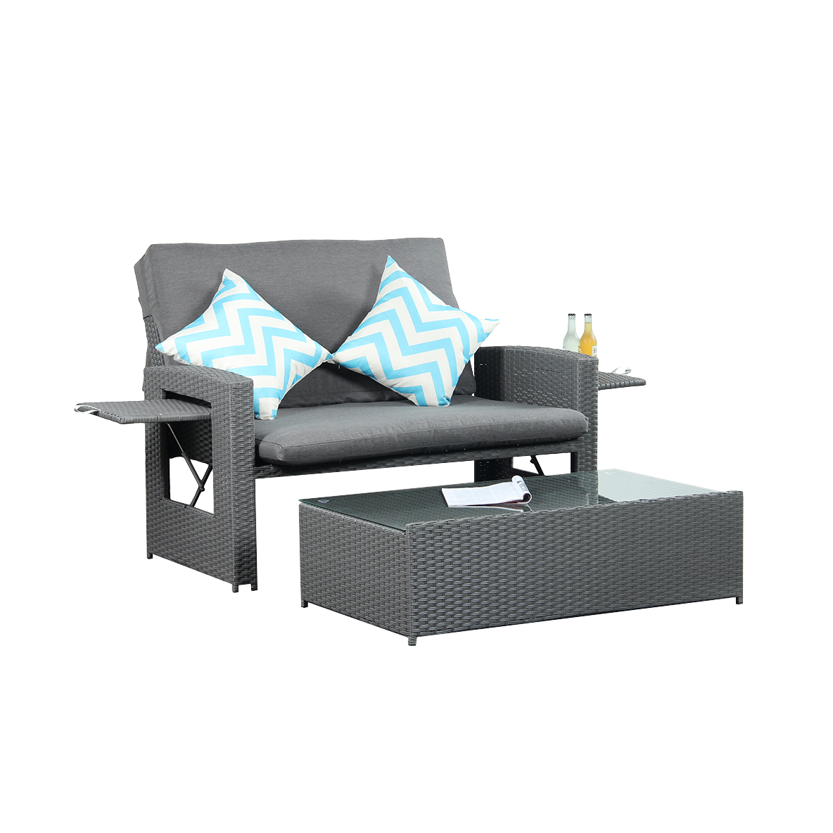 Oasis 2 Seater Garden Patio Outdoor Rattan Furniture Sofa Sun Lounger Daybed - Madefor.Living