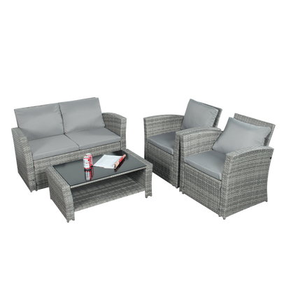 The Wilmslow 4 Seat Rattan Sofa Lounge Set - Madefor.Living