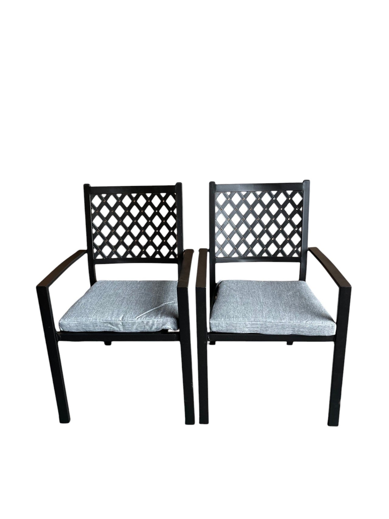 Adlington Diamond stacking chairs with grey cushions x 2