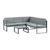 Thumbnail for Chester Grey Modern Metal Garden Furniture 5 Seat Corner Sofa and Coffee Table Patio Set