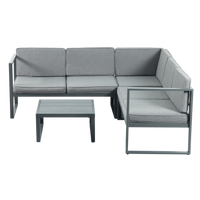 Thumbnail for Chester Grey Modern Metal Garden Furniture 5 Seat Corner Sofa and Coffee Table Patio Set