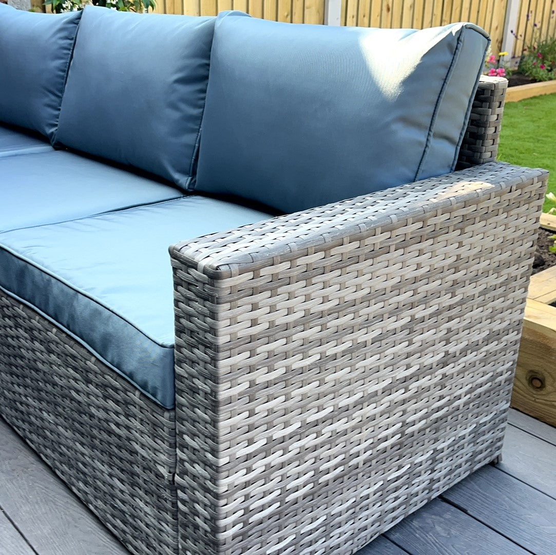 The Tarporley Grey 9 Seat Corner Rattan Dining Set - Madefor.Living