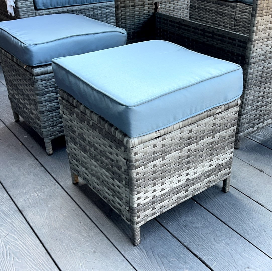 The Tarporley Grey 9 Seat Corner Rattan Dining Set - Madefor.Living