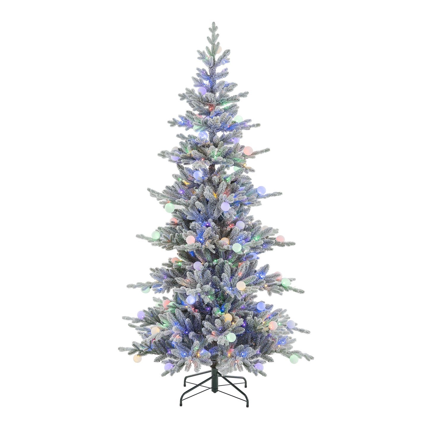 Aurora Winter Glow 6ft Flocked White Multi-Colour Christmas Tree