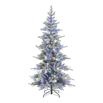 Aurora Winter Glow 6ft Flocked White Multi-Colour Christmas Tree