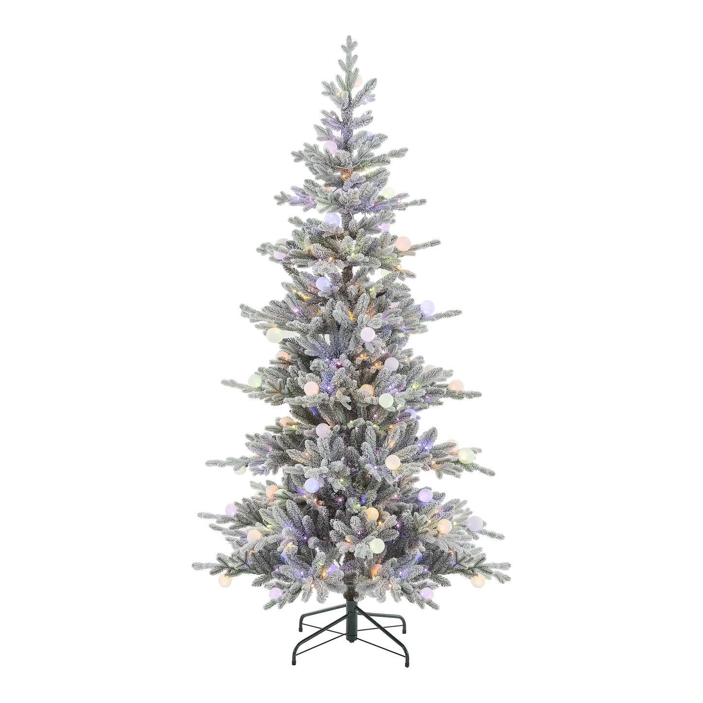 Aurora Winter Glow 6ft Flocked White Multi-Colour Christmas Tree
