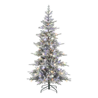 Aurora Winter Glow 6ft Flocked White Multi-Colour Christmas Tree