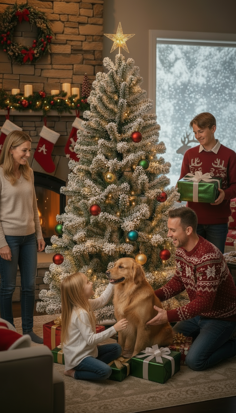 6FT Premium Snow Filled Grand Fir Full Artificial Christmas Tree 1000 Branch Tips