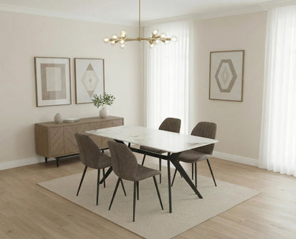 San Diego Marble Top Dining Table with Jaydn Leather Chairs - Madefor.Living