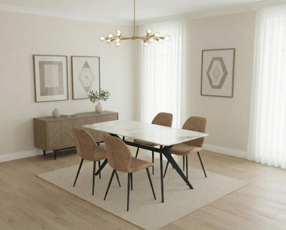 San Diego Marble Top Dining Table with Jaydn Leather Chairs - Madefor.Living