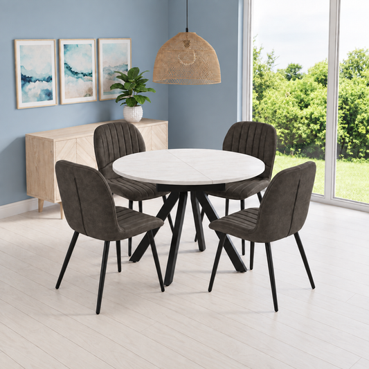 Harley Extendable Dining Table with 4 Jaydn Chairs
