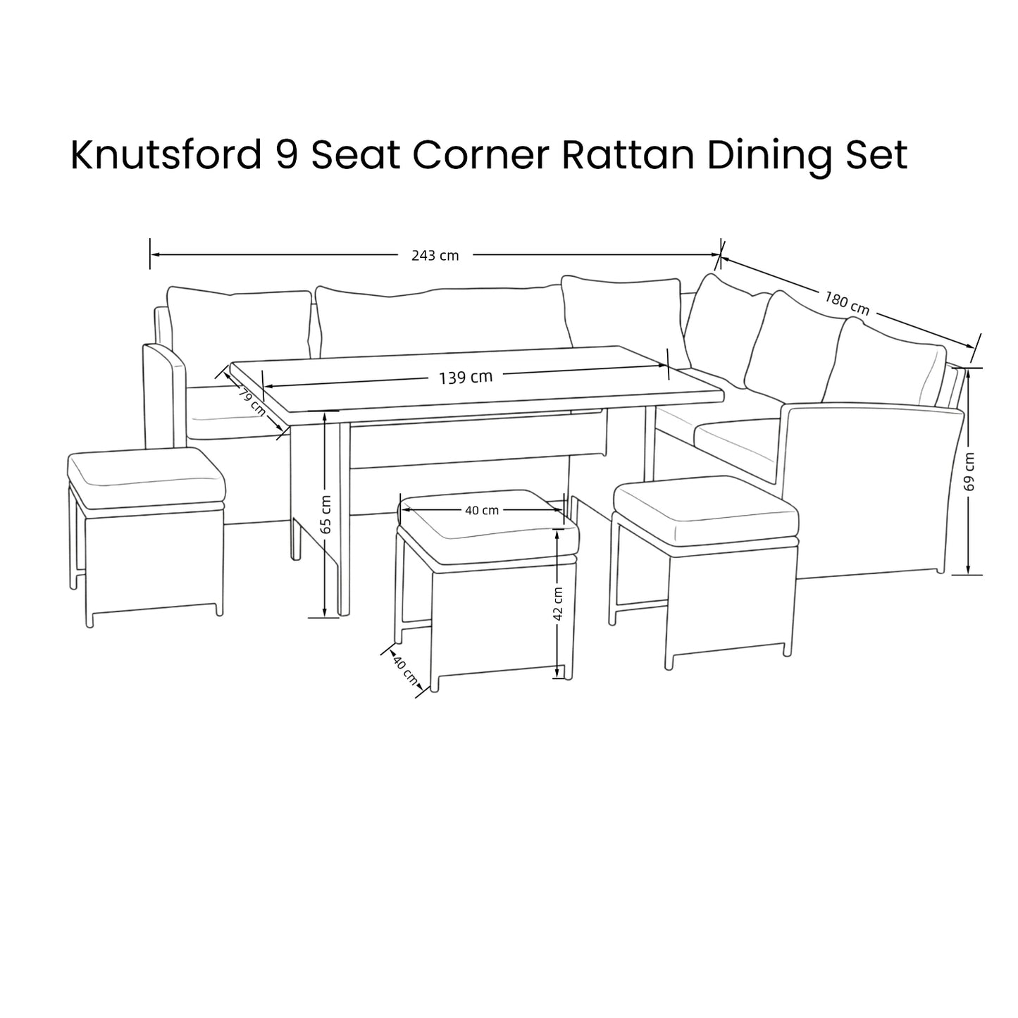 The Knutsford 9 Seat Corner Rattan Dining Set - Madefor.Living