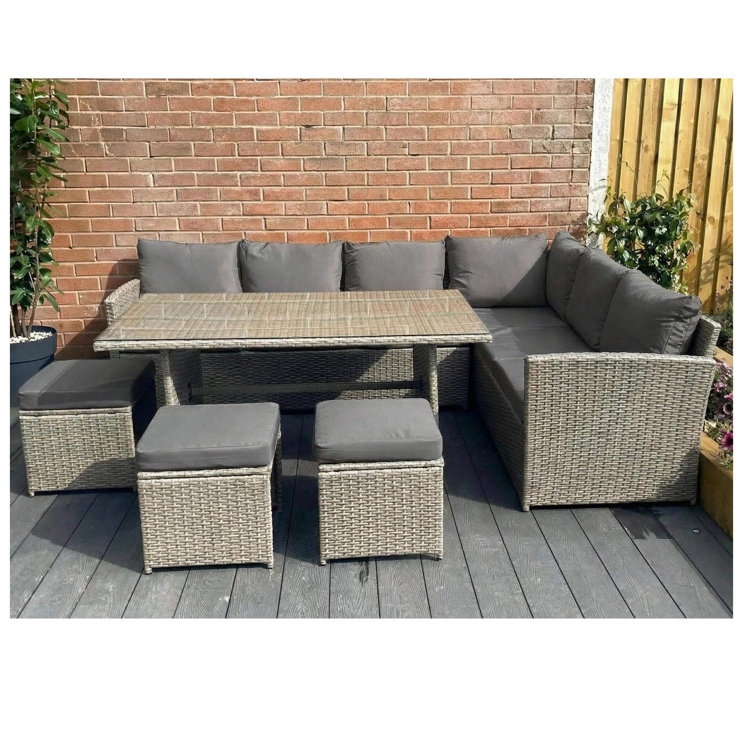 The Knutsford 9 Seat Corner Rattan Dining Set - Madefor.Living