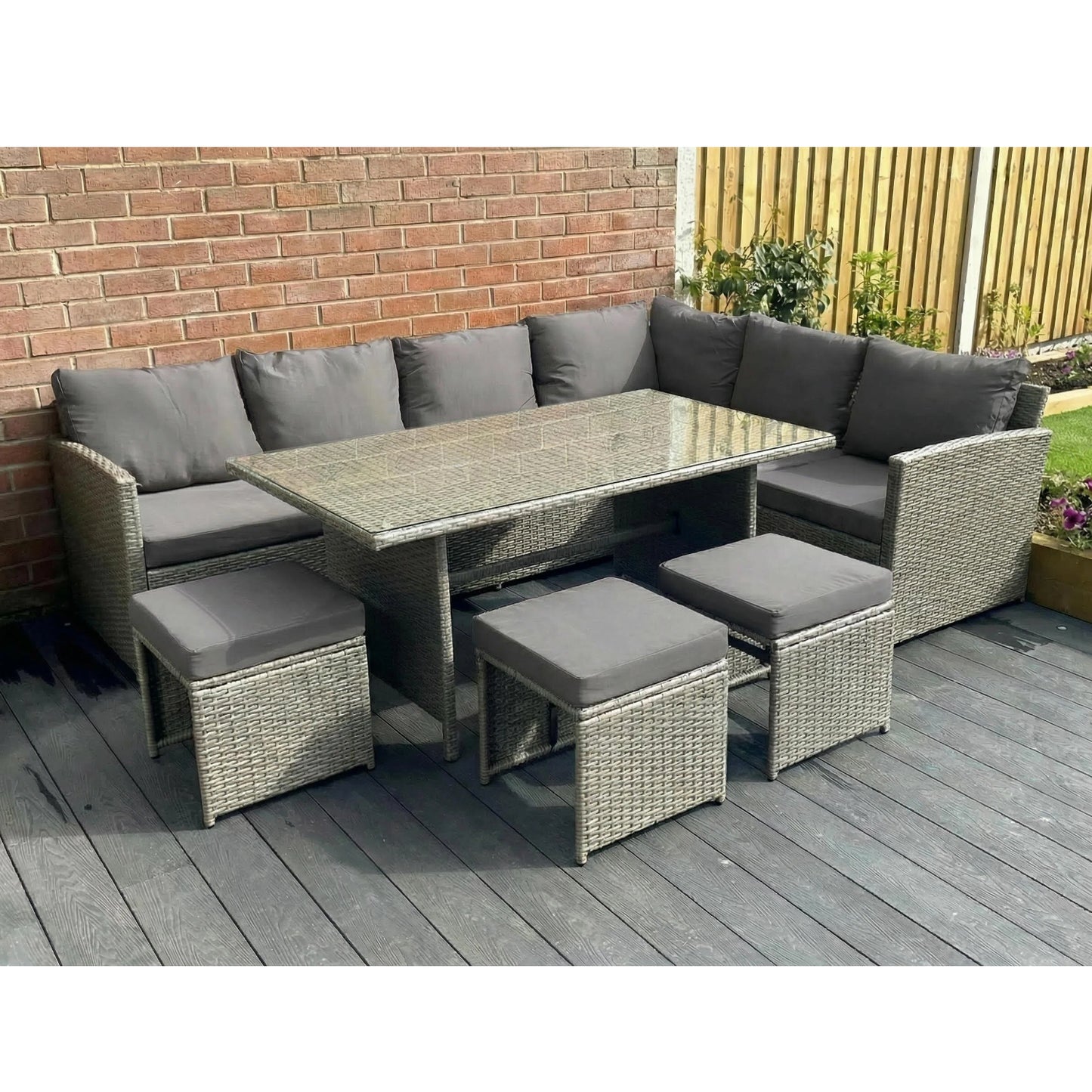 The Knutsford 9 Seat Corner Rattan Dining Set - Madefor.Living