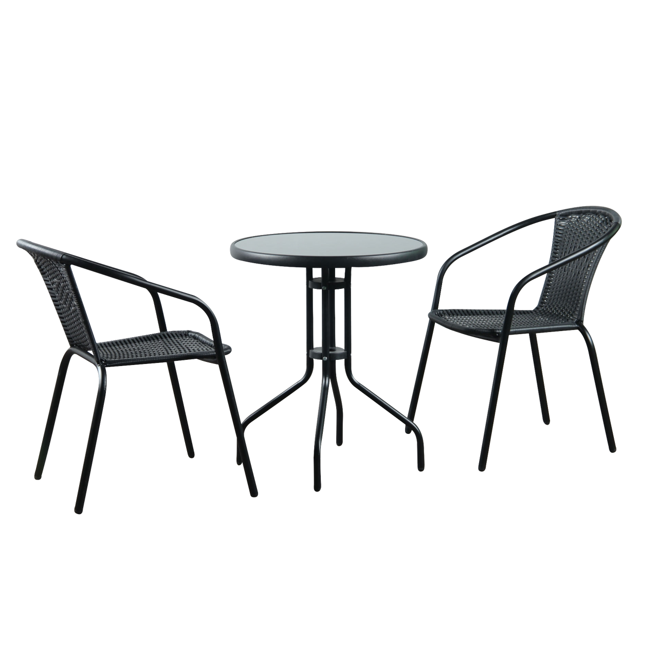 The Bolero 2 Seat Modern Rattan Bistro Set - Black