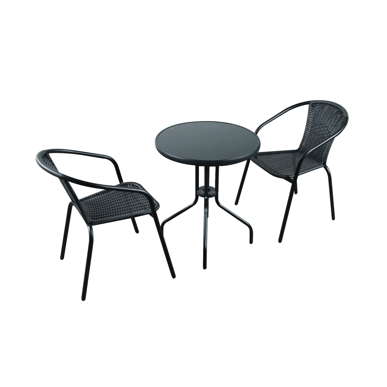 The Bolero 2 Seat Modern Rattan Bistro Set - Black